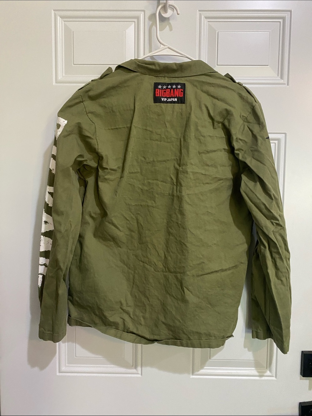 Olive Green Men's Graphic Military Jean Jacket bigbang - Picture 7 of 9